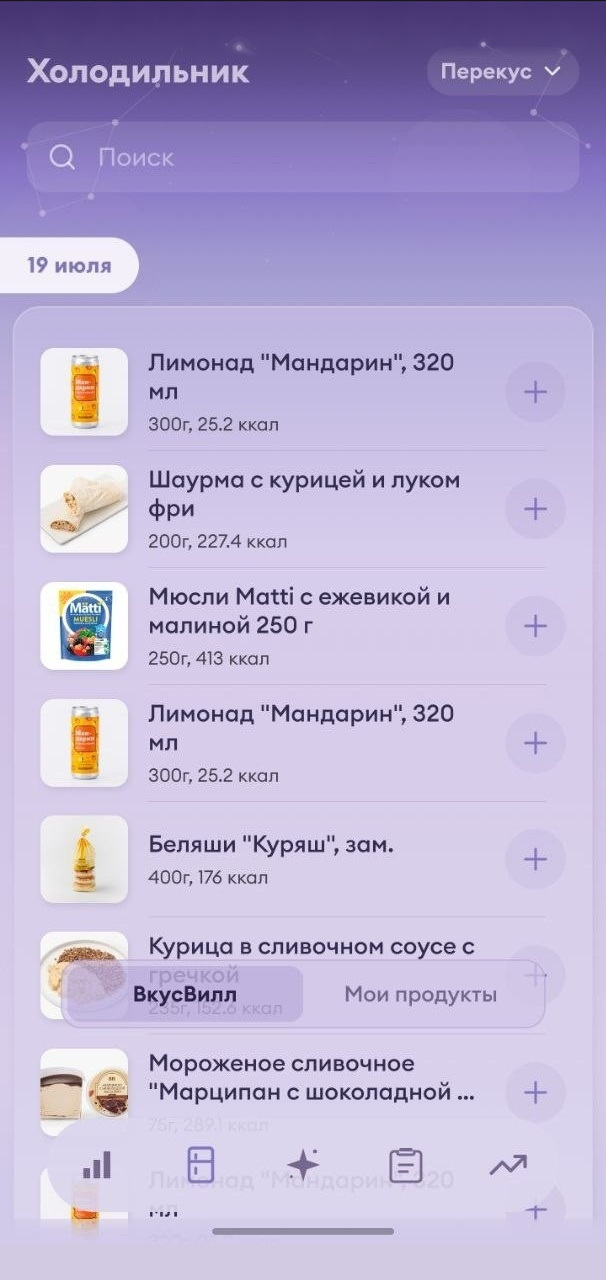Добавление еды из холодильника в Melya